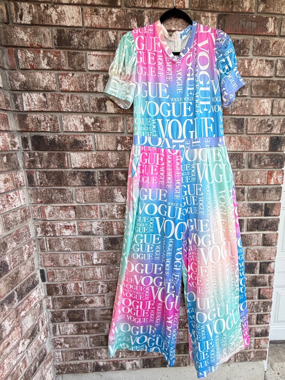 Multicolor 'Vogue' Print Jumpsuit